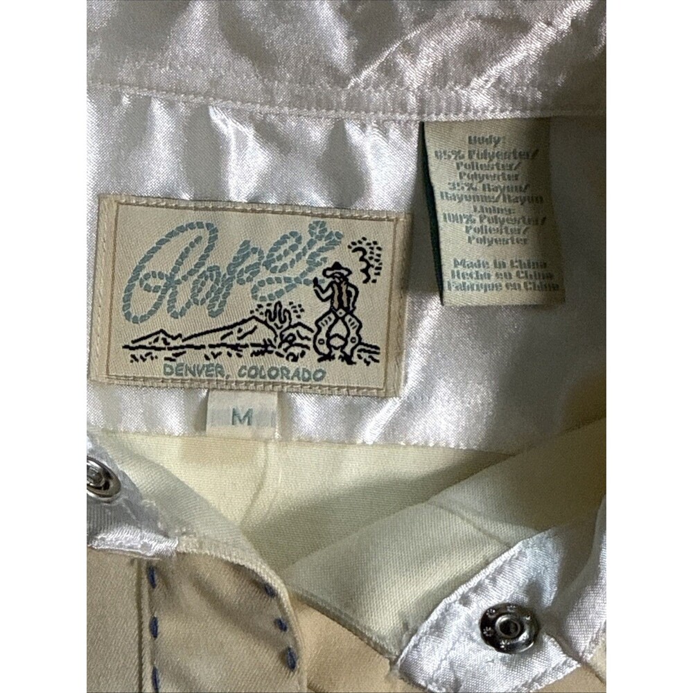 Vintage Roper Western Shirt Womens Medium White Flowers Rodeo Ranch Cowgirl 90s - Picture 3 of 9